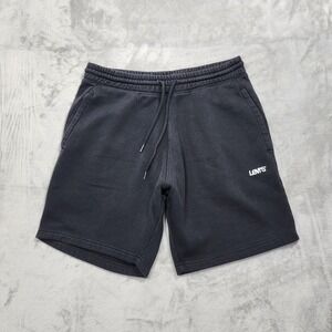 Levi's Shorts Mens M Black Sweat Fleece Elastic Waist Drawstring Lounge Casual